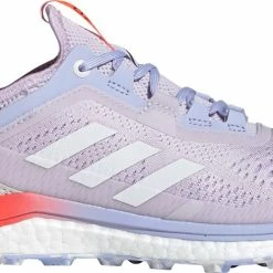 adidas Terrex Agravic Flow Trail-Running Shoes - Purple Tint/Crystal White/Red - Women's