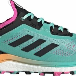 adidas Terrex Agravic Flow Trail-Running Shoes - Acid Mint/Core Black/Pink - Women's