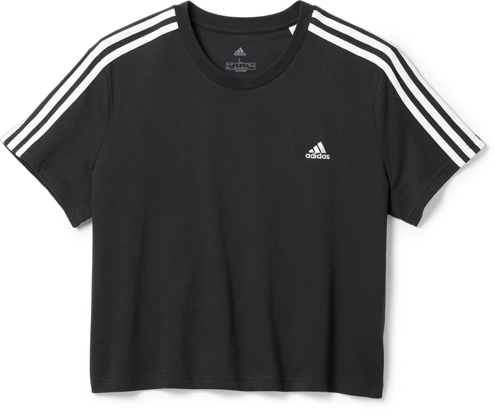 adidas Essentials Loose 3-Stripes Crop T-Shirt - Women's - Image 6
