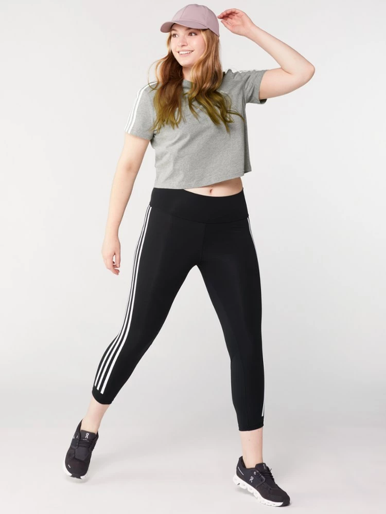 adidas Essentials Loose 3-Stripes Crop T-Shirt - Women's - Image 4